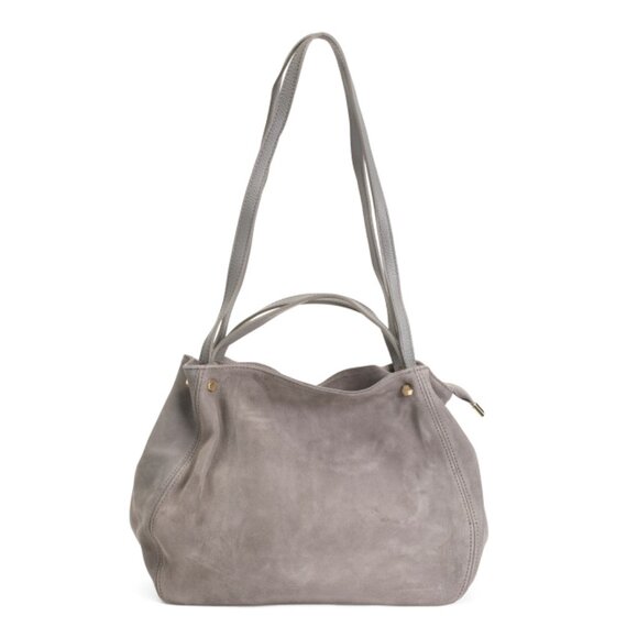 CHEVAL Grigio Made In Italy Suede Satchel Crossbody